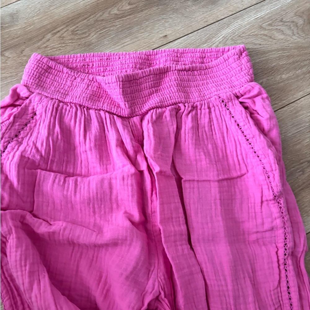 Pink gauze cover up pants